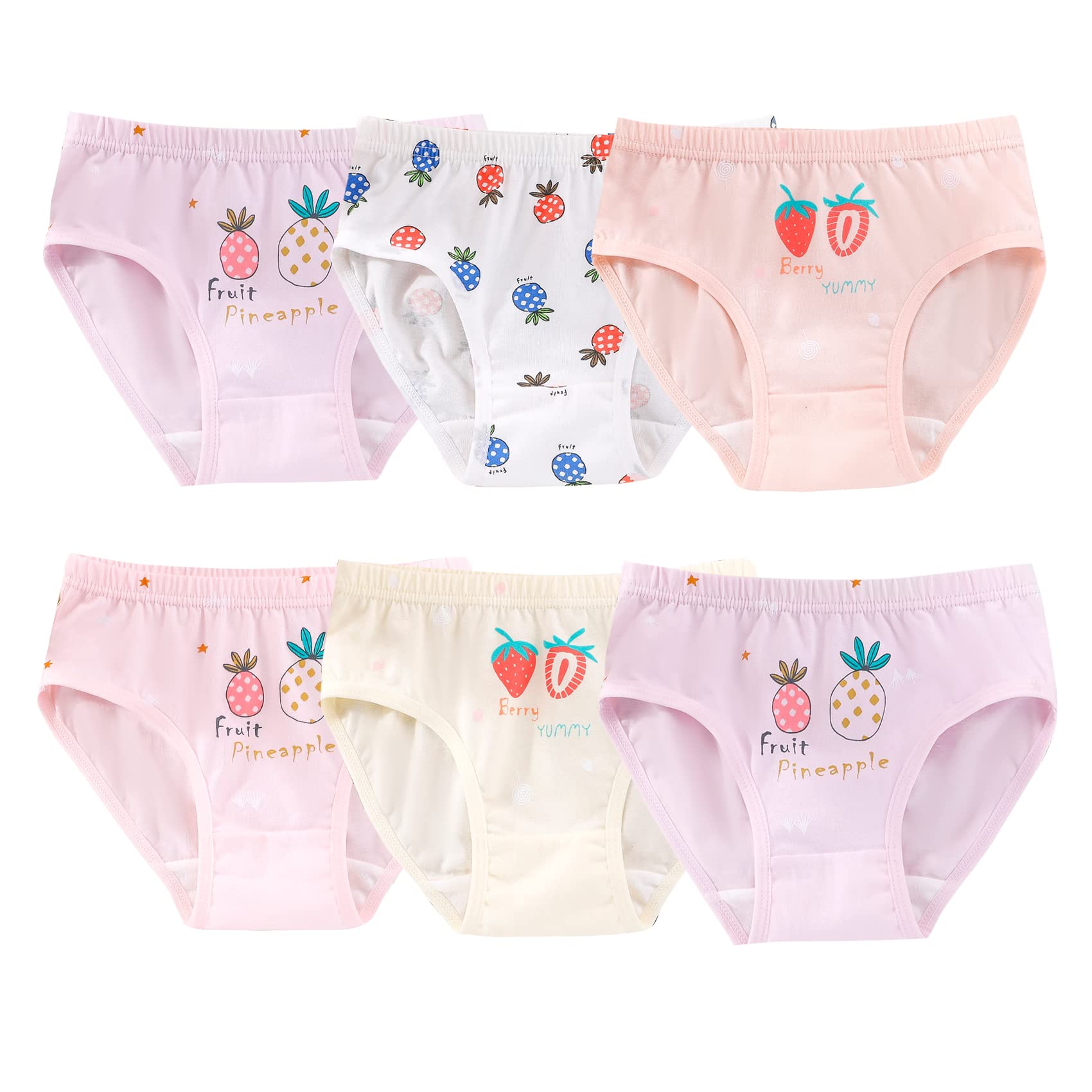 ORINERY Gilrs Cotton Underwear Toddler Soft Undies Little Kids Briefs Breathable Assorted Panties 6-Pack