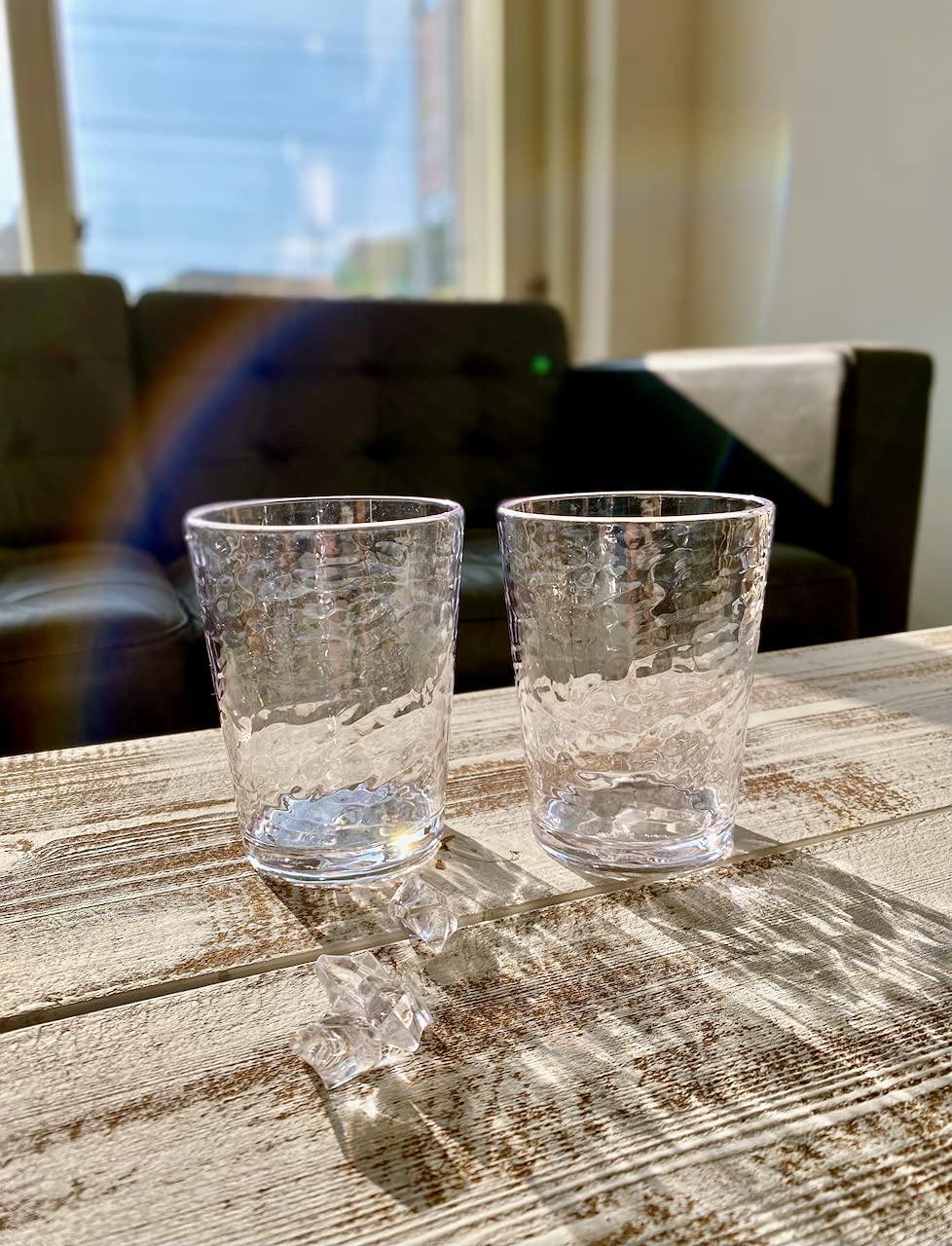 Condition photo showing Good Condition for KLIFA- NICE- 14.7 & 20 ounce, Set of 8, Acrylic Tumbler & Highball Drinking Glasses, BPA-Free, Stackable Plastic Drinkware, Dishwasher Safe Cups, Clear