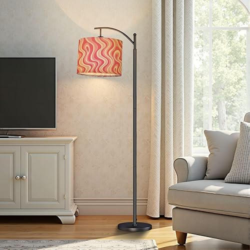 Miniatura 5 de Juego de 2 pantallas de lámpara, color rosa, psicodélicas, sin costuras, retro, de los años 70, 90, 00, con textura de ondas Groovy, pantallas de