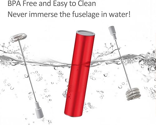 Miniatura 6 de Espumador de leche de mano, funciona con pilas, mezclador de bebidas con 2 batidores eléctricos de acero inoxidable para café, latte, capuchino,