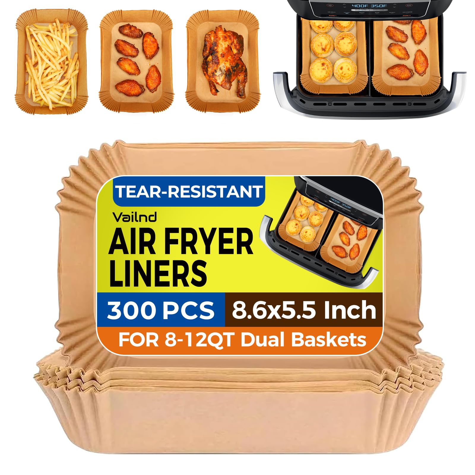 300PCS Air Fryer Liners Disposable for Ninja Dual Basket