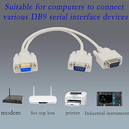 Miniatura 7 de PNGKNYOCN Cable divisor DB9 Y de 11.8 in DB9 9 Pin 1 hembra ale a 2 macho Rs232 Serial Splitter Adaptador recto Cable YOUCHENG para conectar varios