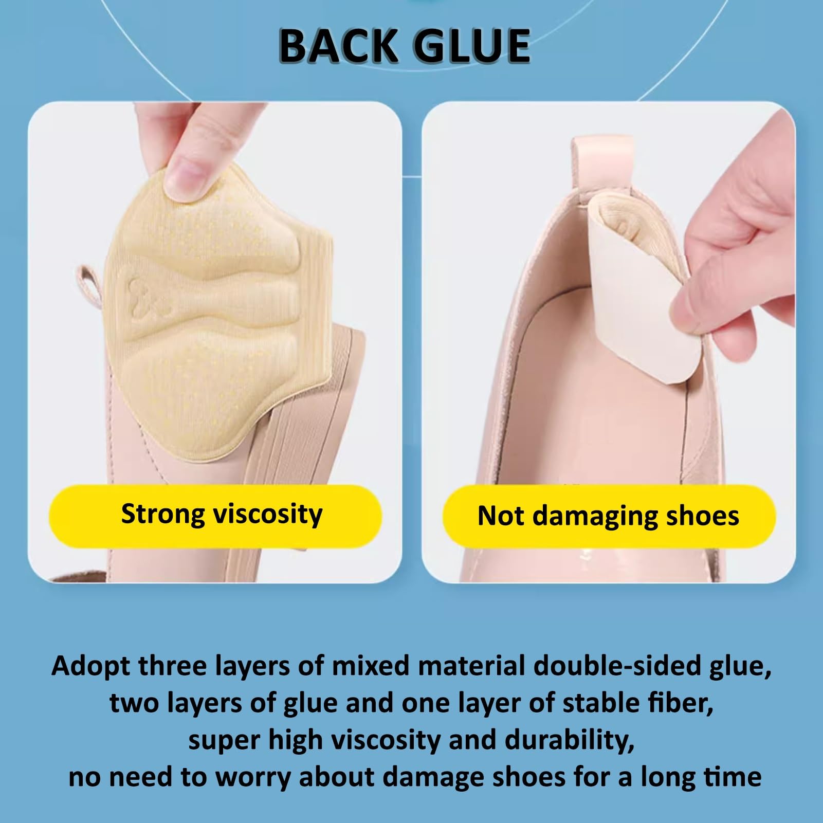 Heel Pads for Shoes Samoprzylepne uchwyty na pięty, wkładki wielokrotnego użytku na pięty dla kobiet i mężczyzn, zapobiegają ślizganiu się pięty, otarciom, pęcherzom i bólom stóp (Material : Black,