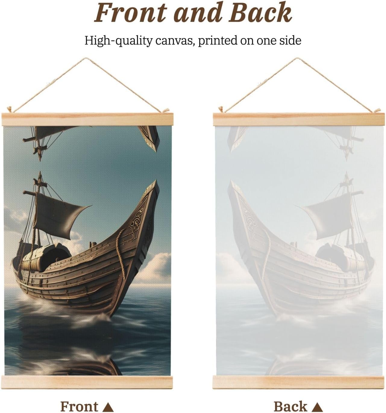 Old Viking Boat Print Poster Hanger,Hanging Poster, Poster Frame,Wood Poster Hanger, For Wall Hanging