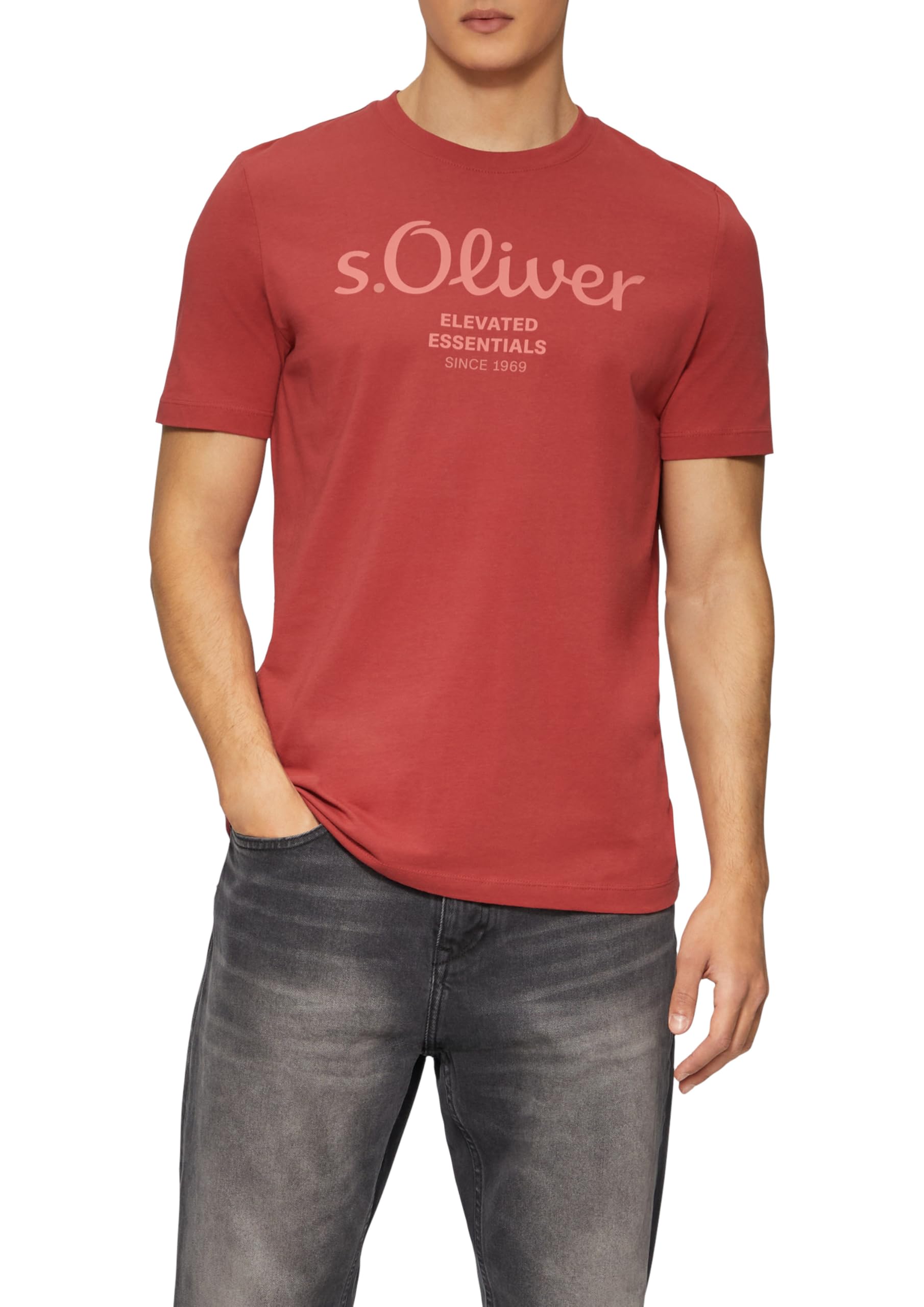 s.Oliver Men's 2139909 Logo Shirt, Poppy Red, XXL
