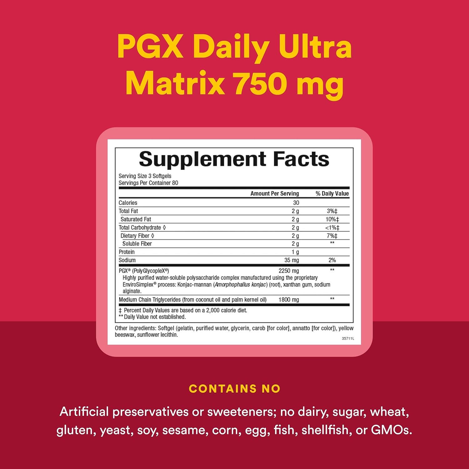 Natural Factors PGX Daily Ultra Matrix 750 mg - Soluble Super Fiber Complex - Gluten-Free - 240 Softgels (80 Servings)