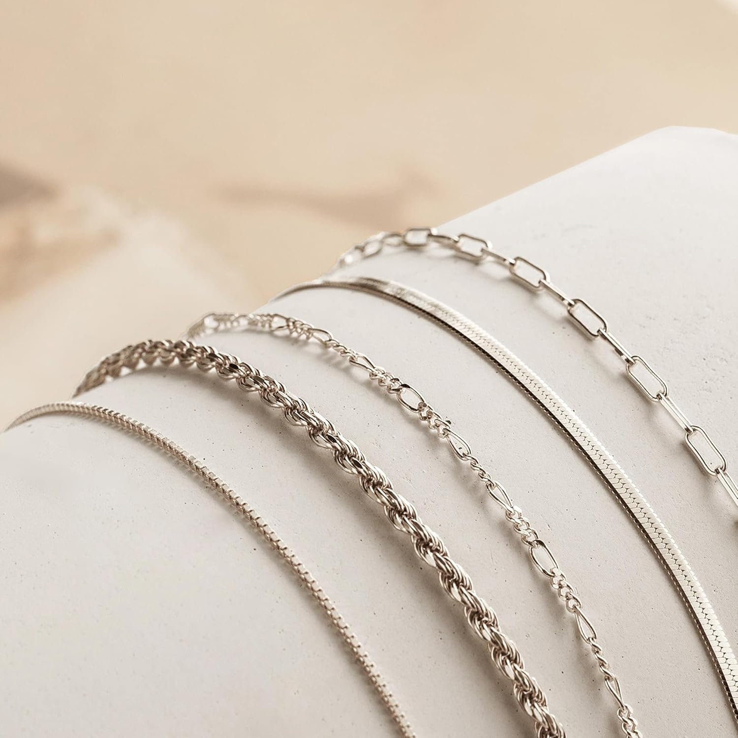 Bracelets 14k Gold Link for Women,Trendy Boho Chic Hand Wristband Stackable jewelry,gold bracelets for women Waterproof Silver-A image 2 of 9 B0F7GFG9DB