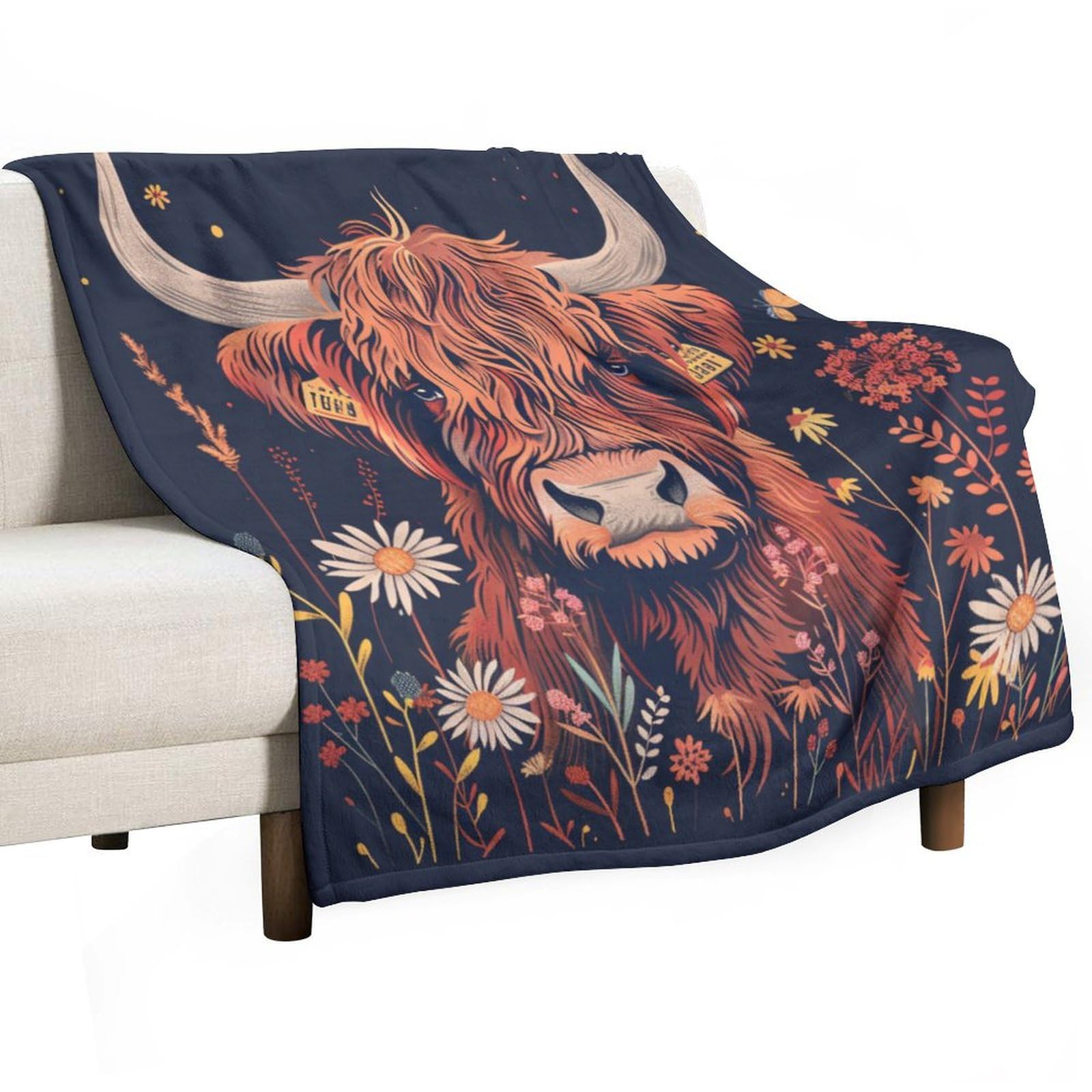 Ecwecc Women's Style-6 Highland Cow Throw Blanket Animal Bull Print Blankets Great Gifts For Fluffy Snugly Fleece Blanket For Girls Kids Adults Couch Travel Outdoor Graduation Valentine's Day 80X100cm