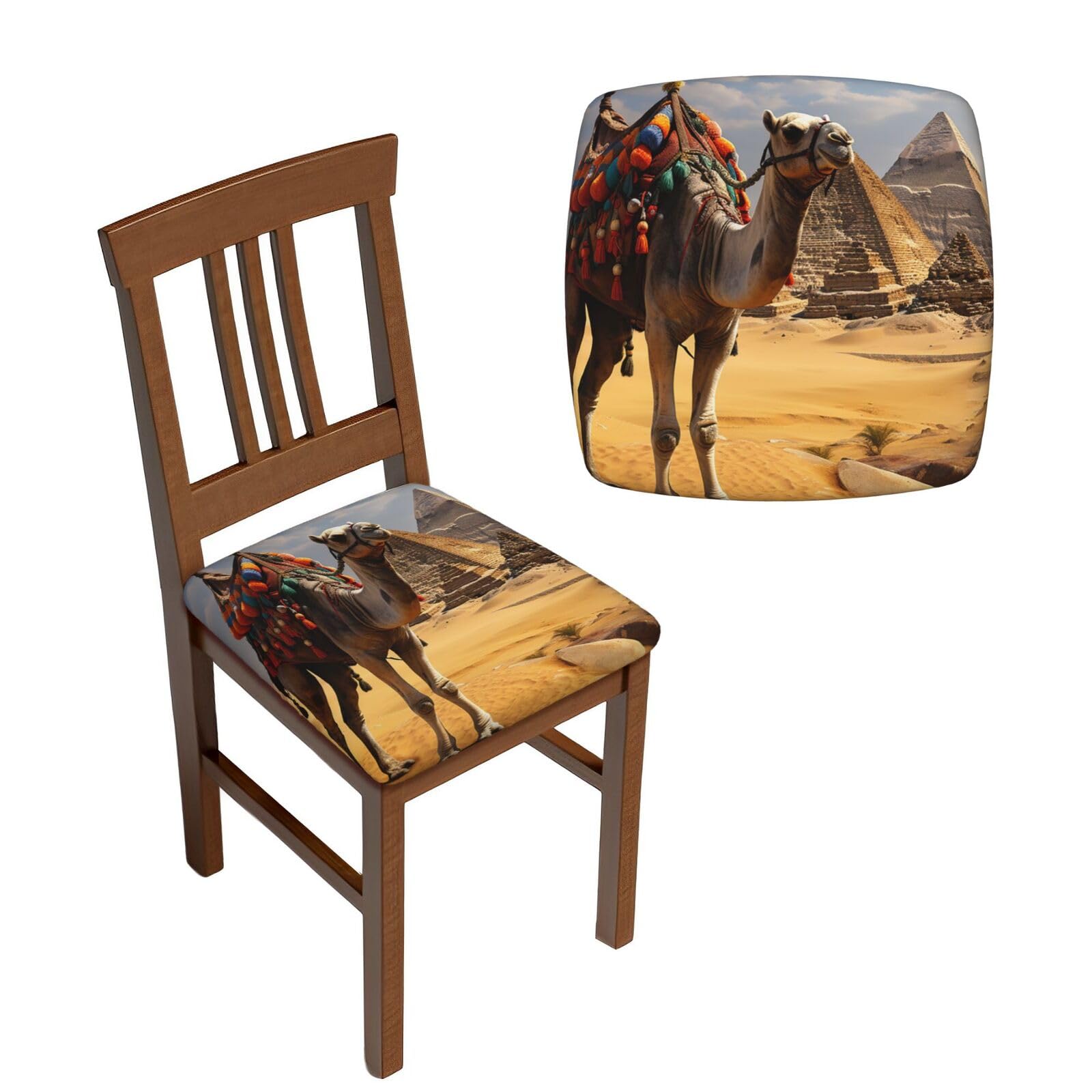Lot de 6 housses de chaise extensible pyramide beige pour salle à manger
