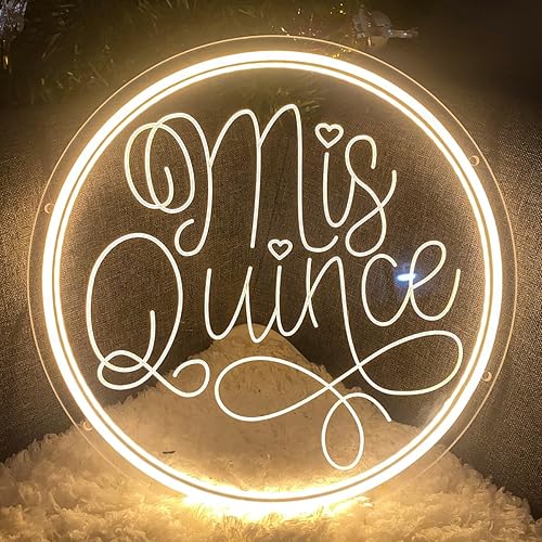 Miniatura 6 de Letrero de neón con texto en inglés "Mis Quince Quince Fifteen" para decoración de pared, diseño tallado en 3D, para interiores, dormitorio, luces