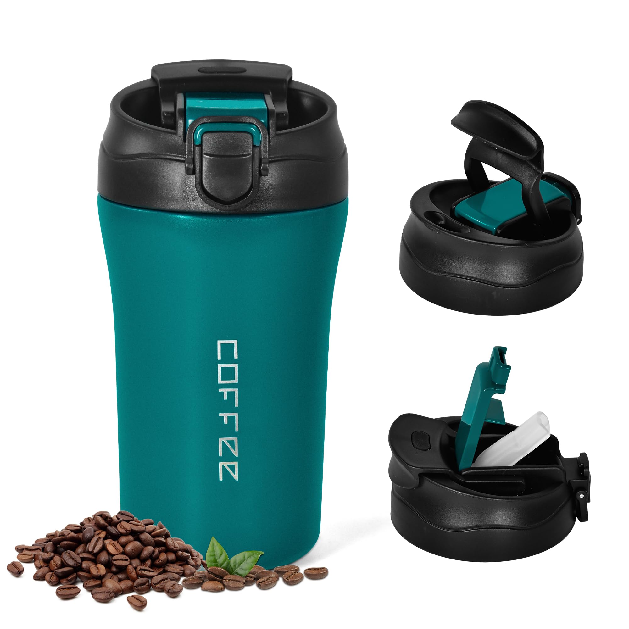 Icesip14 oz Travel Coffee Mug,Stainless Steel Vacuum Coffee Cup Leakproof with Screw Lid,Reusable Tumbler for Hot and Cold Drinks, Gift for Men and Women