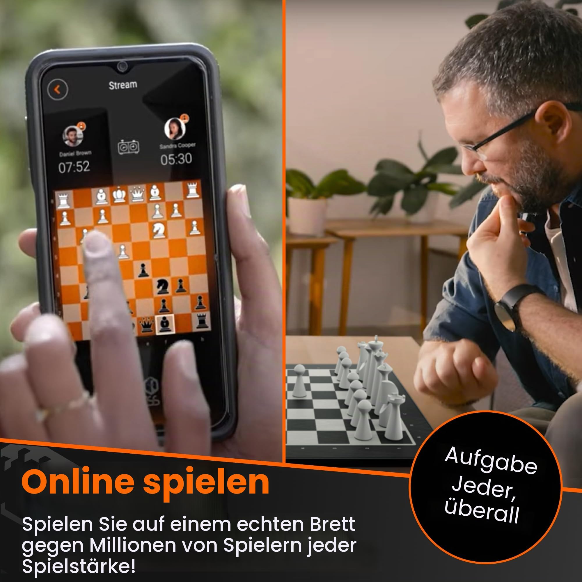 GoChess Mini - Elektronisches Smart-Schachbrett-Set für alle Spielstärken | Farbige Coaching-Lichter in Echtzeit. 32 Schwierigkeitsstufen und Online-Spiel. Verbindung zu Lichess und Chess.com