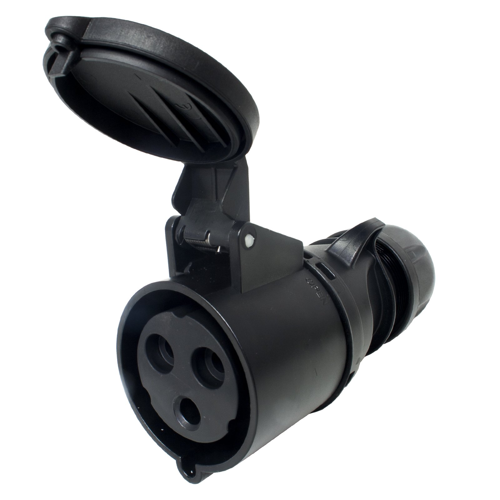 PCE 32A 2P+E CEE Black Cable Mount Female Socket. Events IP44 (223-6X)