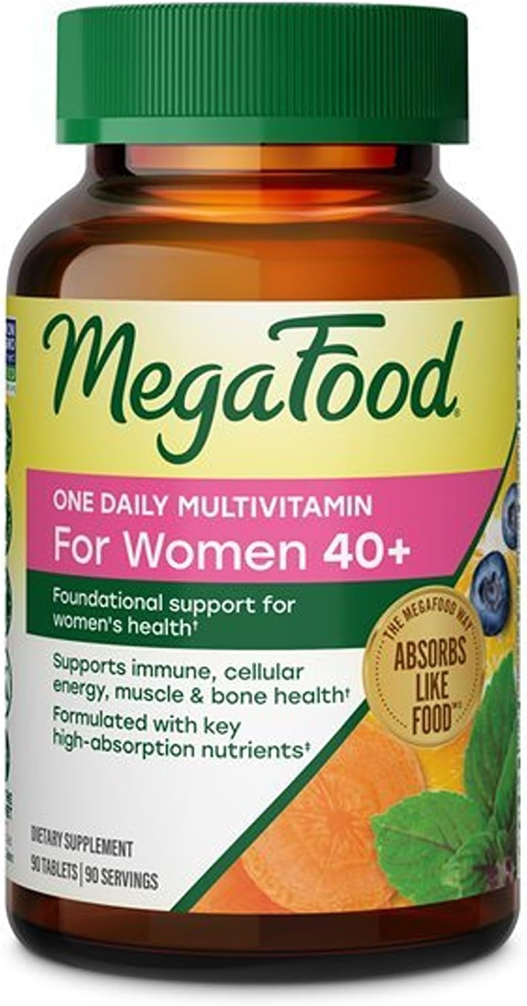 One Daily Multivitamin for Women 40+ with 22 Nutrients, 90 Tablets | Immune Support, Cellular Energy, Muscle & Bone Health, Methylated B12, Methylfolate, Vitamin D3, C and Zinc, 90 Servings