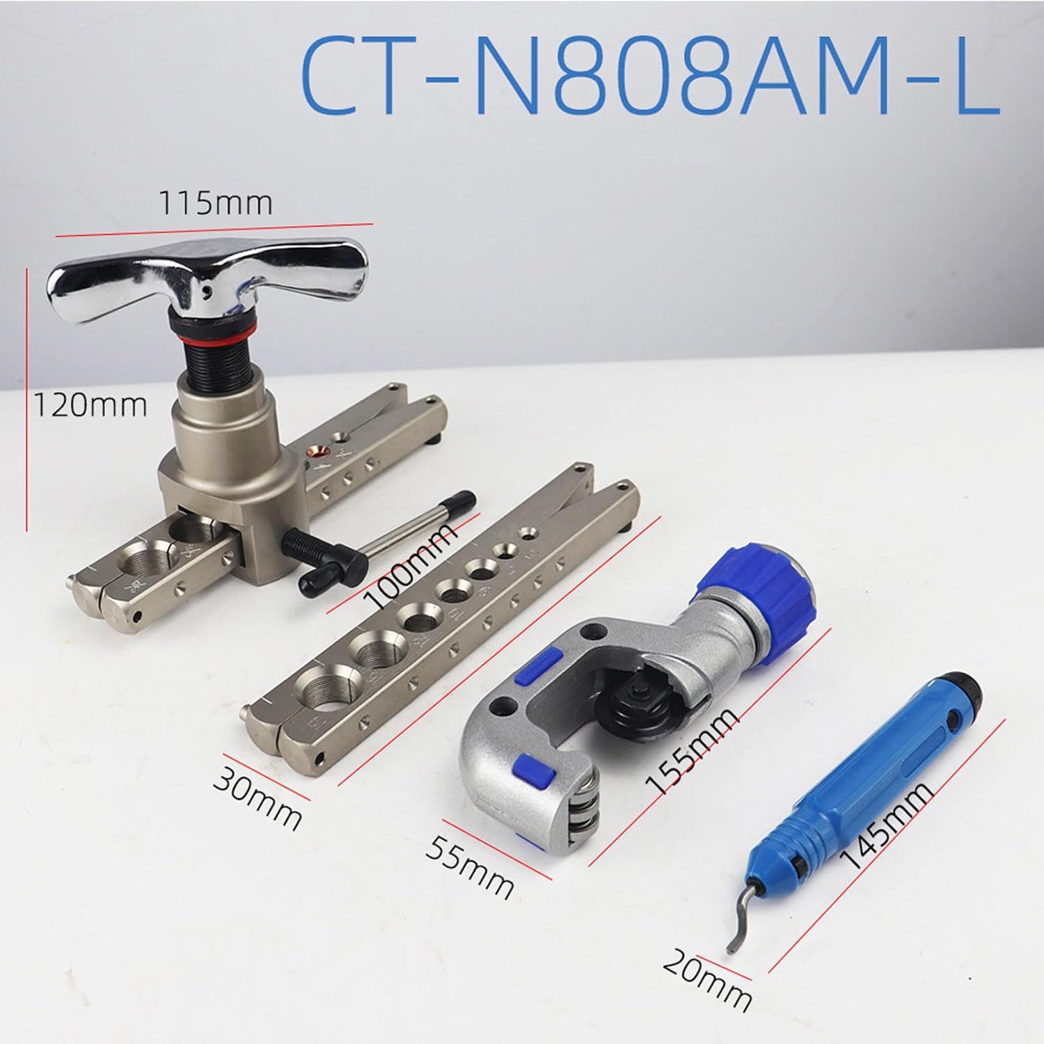 Brake Line Flaring Tool Kit, Swaging HVAC Pipe Expander Repair Eccentric Cone Refrigeration for Brass Copper Tube 45 Degree (Brake Flaring Tool)