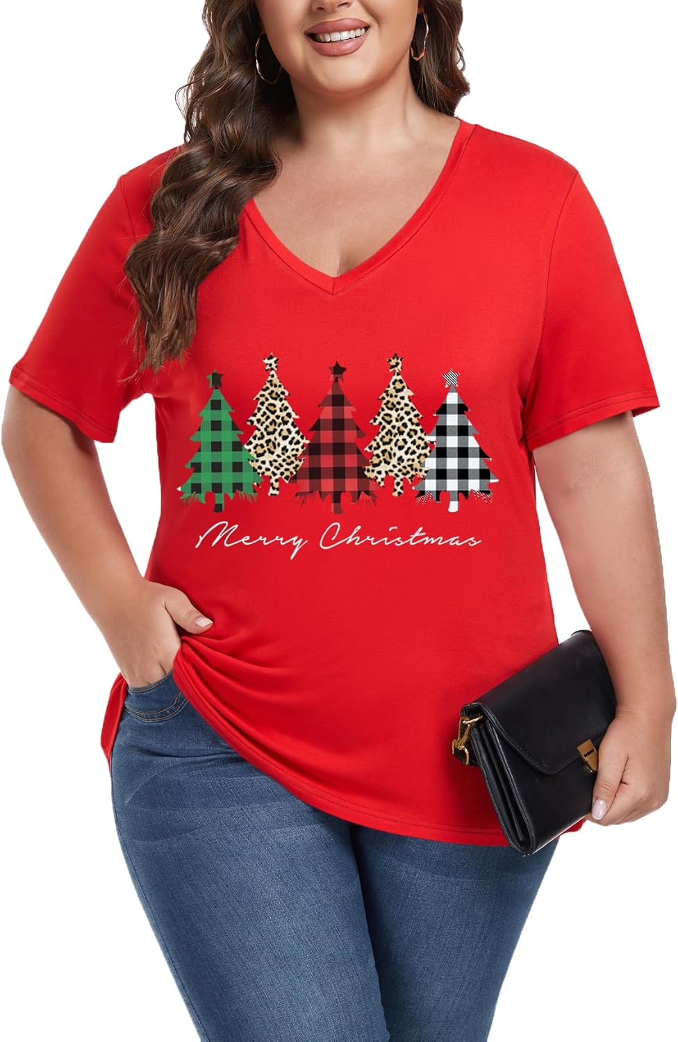 Women's Plus Size Short Sleeve Tee Shirt V Neck Basic Ladies Loose Fit T Shirt 1X-5X - Image 2