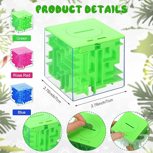 Miniatura 2 de Syhood Caja de rompecabezas de dinero de plástico de 12 piezas, caja de rompecabezas de laberinto de dinero para adultos y niños, soporte de regalo