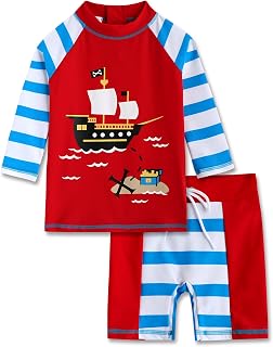 Toddler Kids Boys UPF 50+UV Protection Quick Dry Rashguard Swimsuit Bathing Suit 2-8 Years