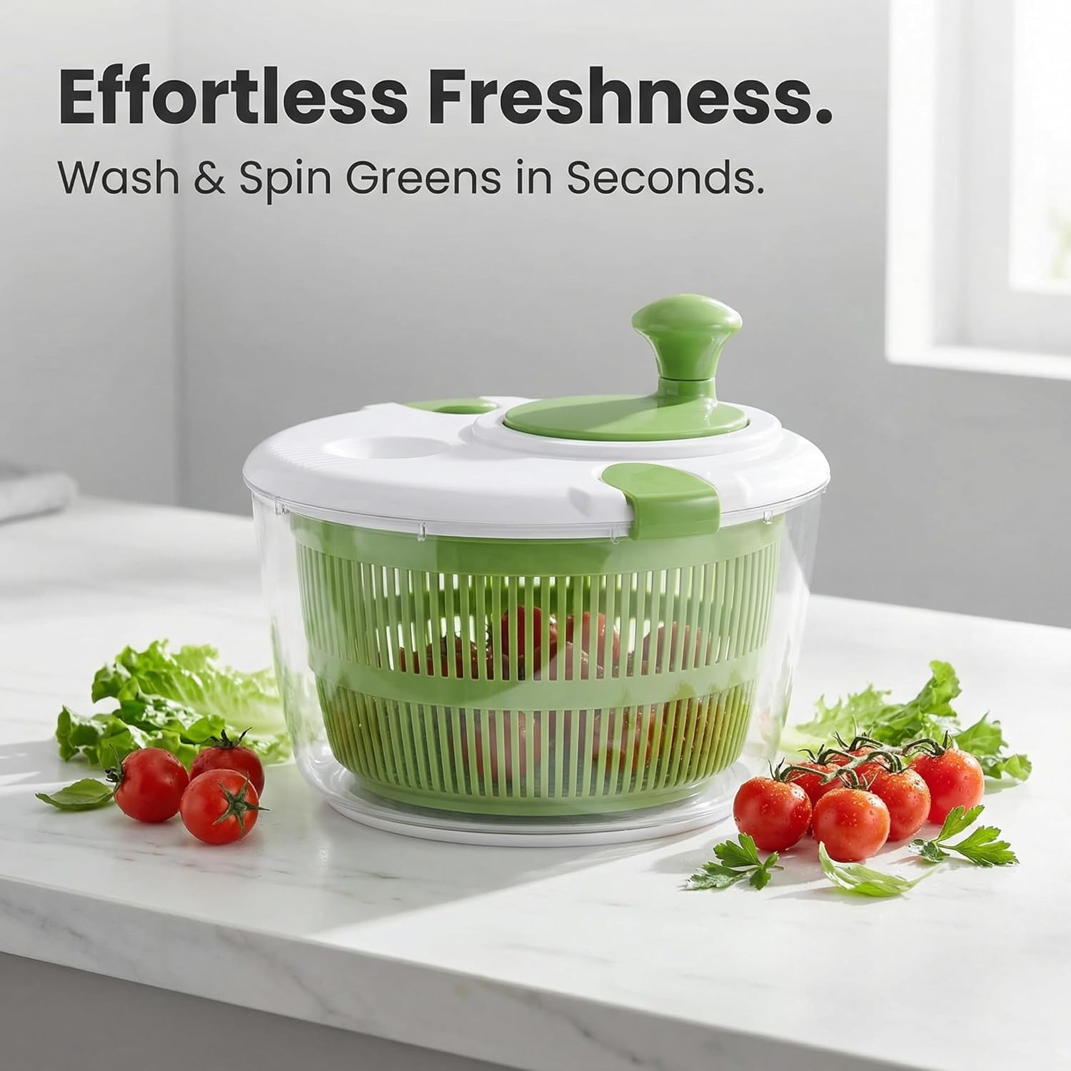 2 Pcs 5QT Large Salad Spinner, Detachable Fruit & Vegetable Washer Dryer with Colander, Dishwasher-Friendly Vegetable Dryer Basket, Easy-Clean Lettuce Spinner for Kitchen