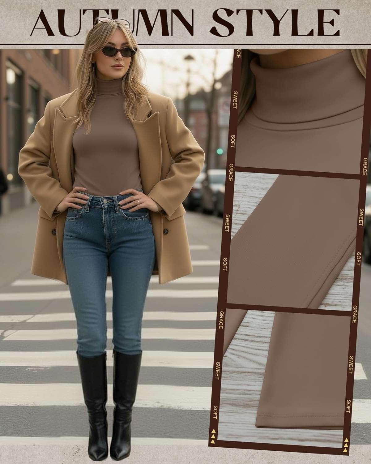 3 Pack Women's Turtleneck Tops Mock Neck Long Sleeve Slim Fitted Shirts Lightweight Layer Shirt Stretch Base Tees - Image 4