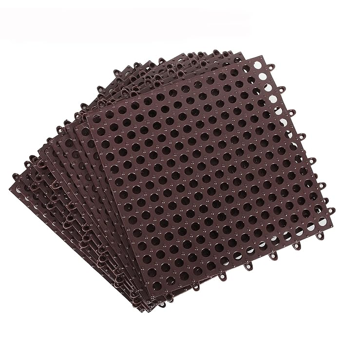 Buy 12 Pack 12" x 12" Interlocking Rubber Bathroom Flooring Tiles Non