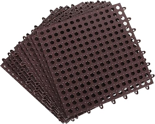 Paquete de 12 baldosas de goma entrelazadas de 12 x 12 pulgadas, tapete de drenaje antideslizante para suelo de perrera, tapete modular entrelazado