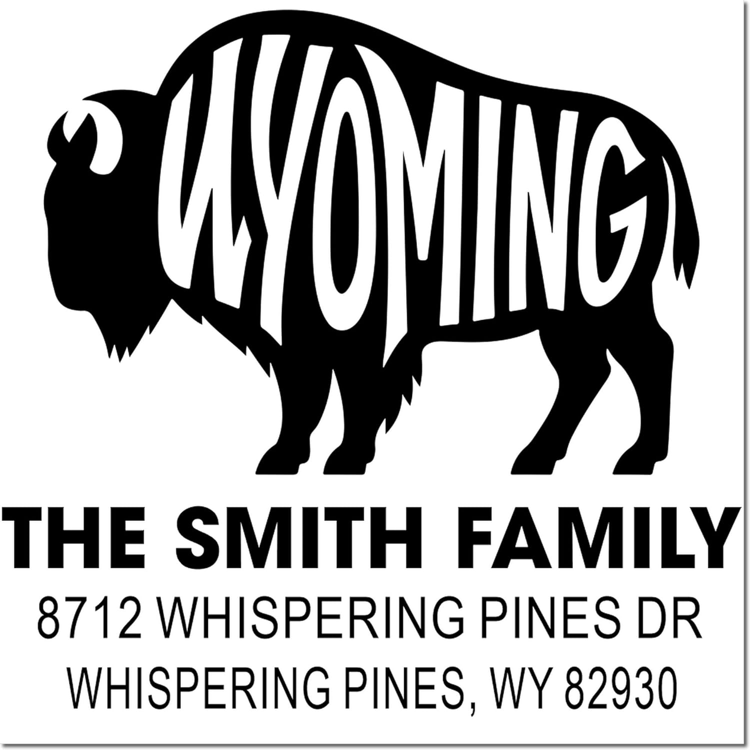 Wyoming Bison Silhouette, Bison Silhouette Ink Stamp, Made to Order, Standard 1-5/8, Square Wood Handle, for Crafters and Wildlife Enthusiasts, Unique Personalized Crafting Tool