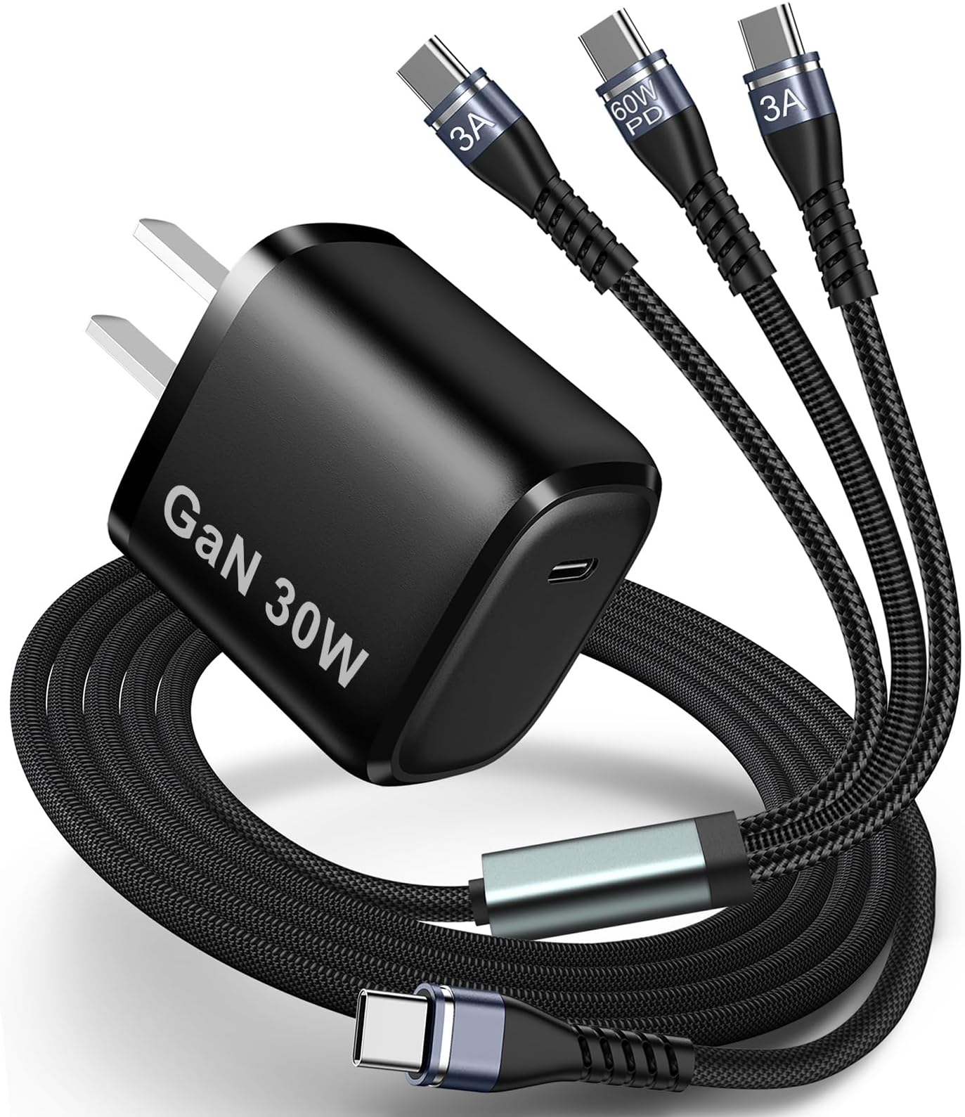 30W PD 3-in-1 USB-C Fast Charger for DJI Neo, Mini 4 Pro, 4K, 3 Pro/3, 2 SE, Avata, Air 3, Air 2S Drones - Type C Wall Charger With 5FT Cable