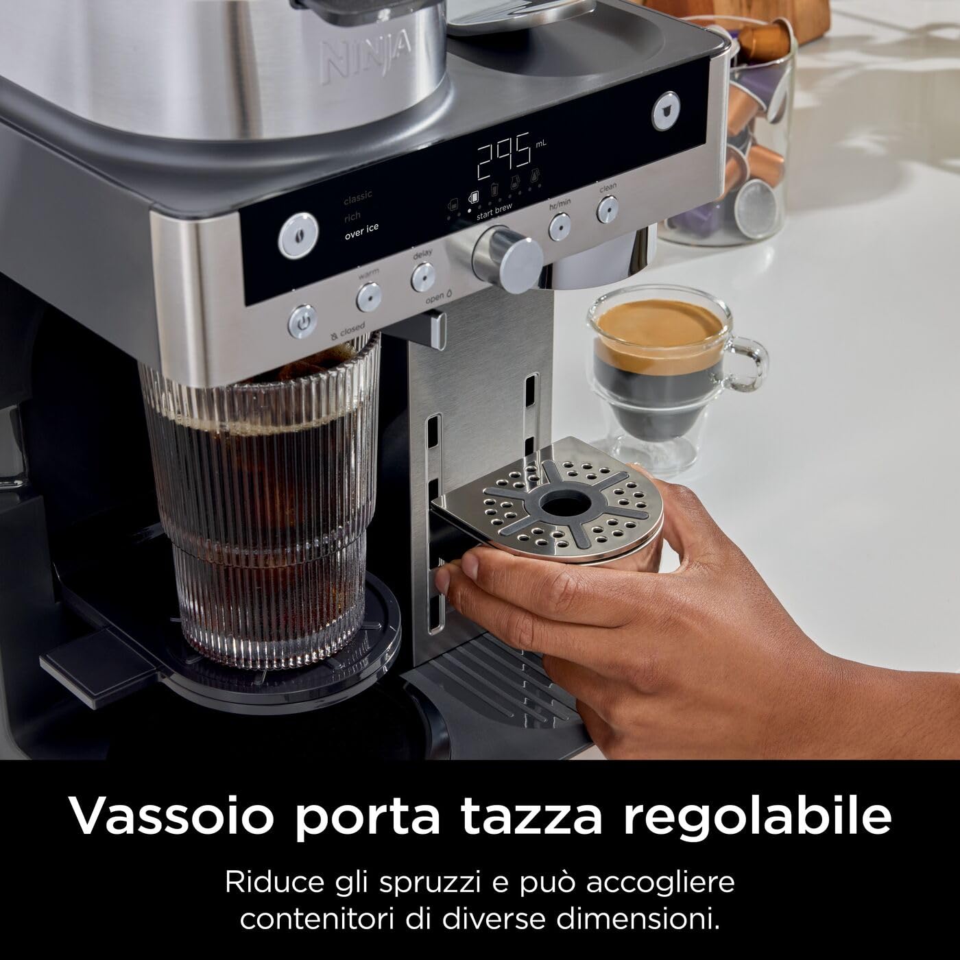 Ninja Prestige Macchina per caffè filtrato e in capsule 2 in 1, con schiumatore integrato, per latte, caffè con ghiaccio e flat white, nero CFN802EU