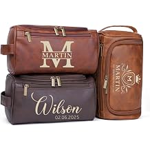 Personalized Toiletry Bag for Men, Custom Monogram Leather Travel Dopp Kit, Birthday Gift for Men Dad Husband Boyfriend, Groomsmen Gifts Fathers Day