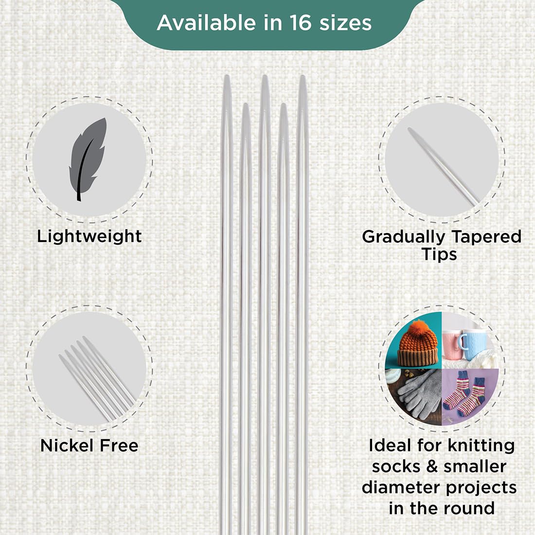 KnitPro Nova Double Pointed Needles 8" (20cm), Silver, 2.00mm - Image 3
