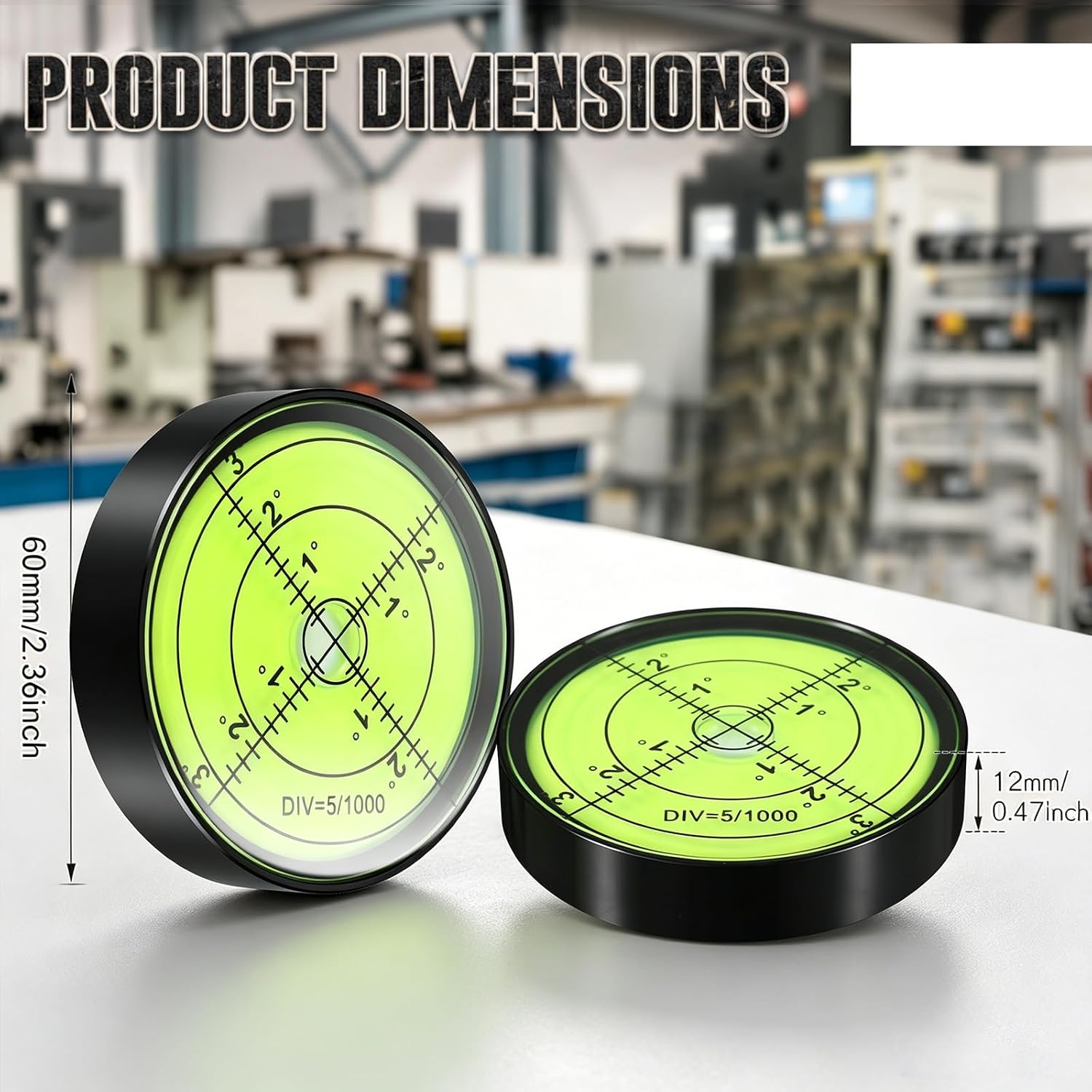 2 Pcs Round Bubble Level Circle Rv Level Measuring Leveler Tool | Aluminium High Precision Horizontal Leveler, Bullseye Degree Marked Surface, Precision Machinist Magnet Post Tool