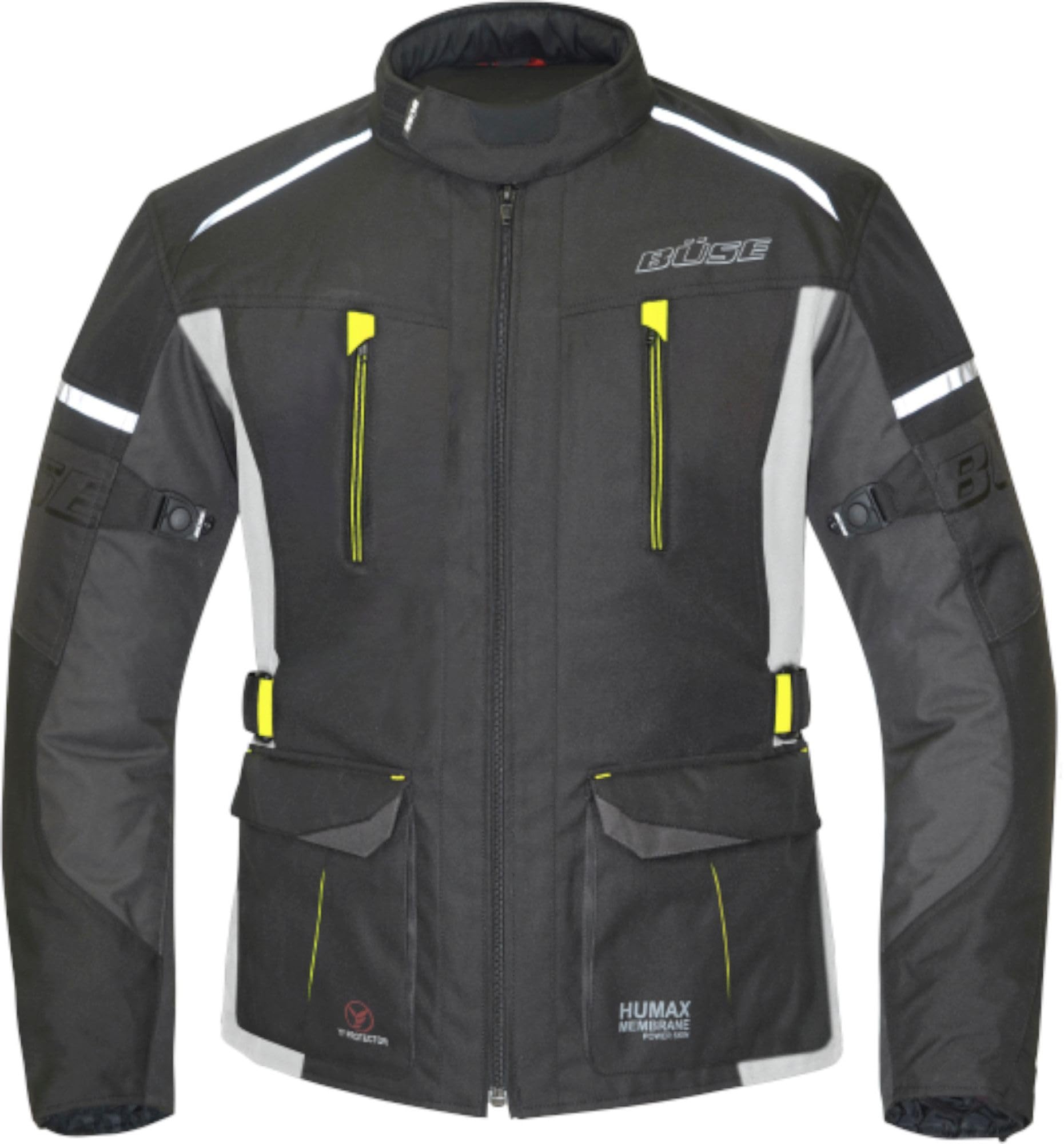 Büse Rider impermeabile Giacca tessile moto per bambini, nero/giallo, 116