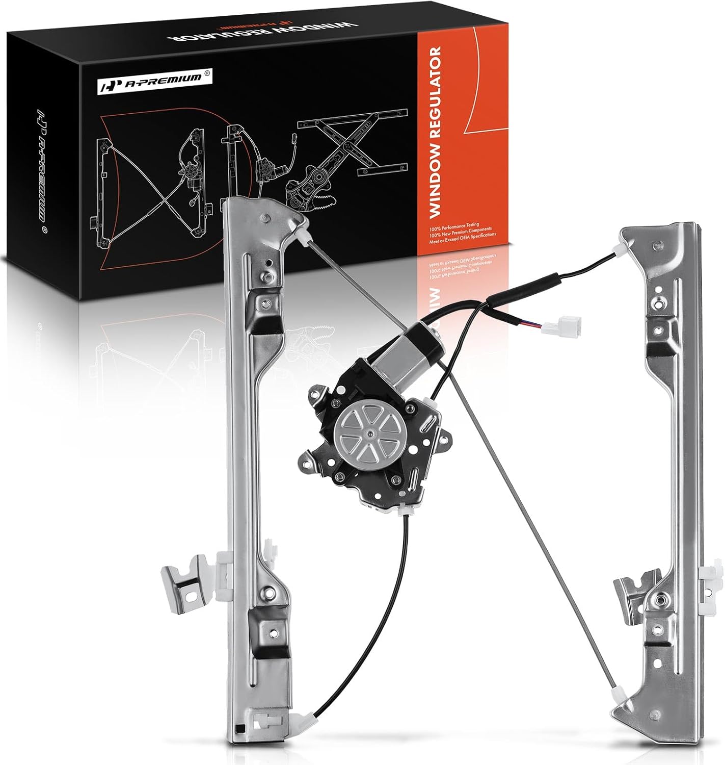 A-Premium Power Window Regulator with Motor Front Passenger Side Compatible with Nissan Altima 2002-2003 Sedan, with 2-Pin Motor (Without Auto Up/Down Function)