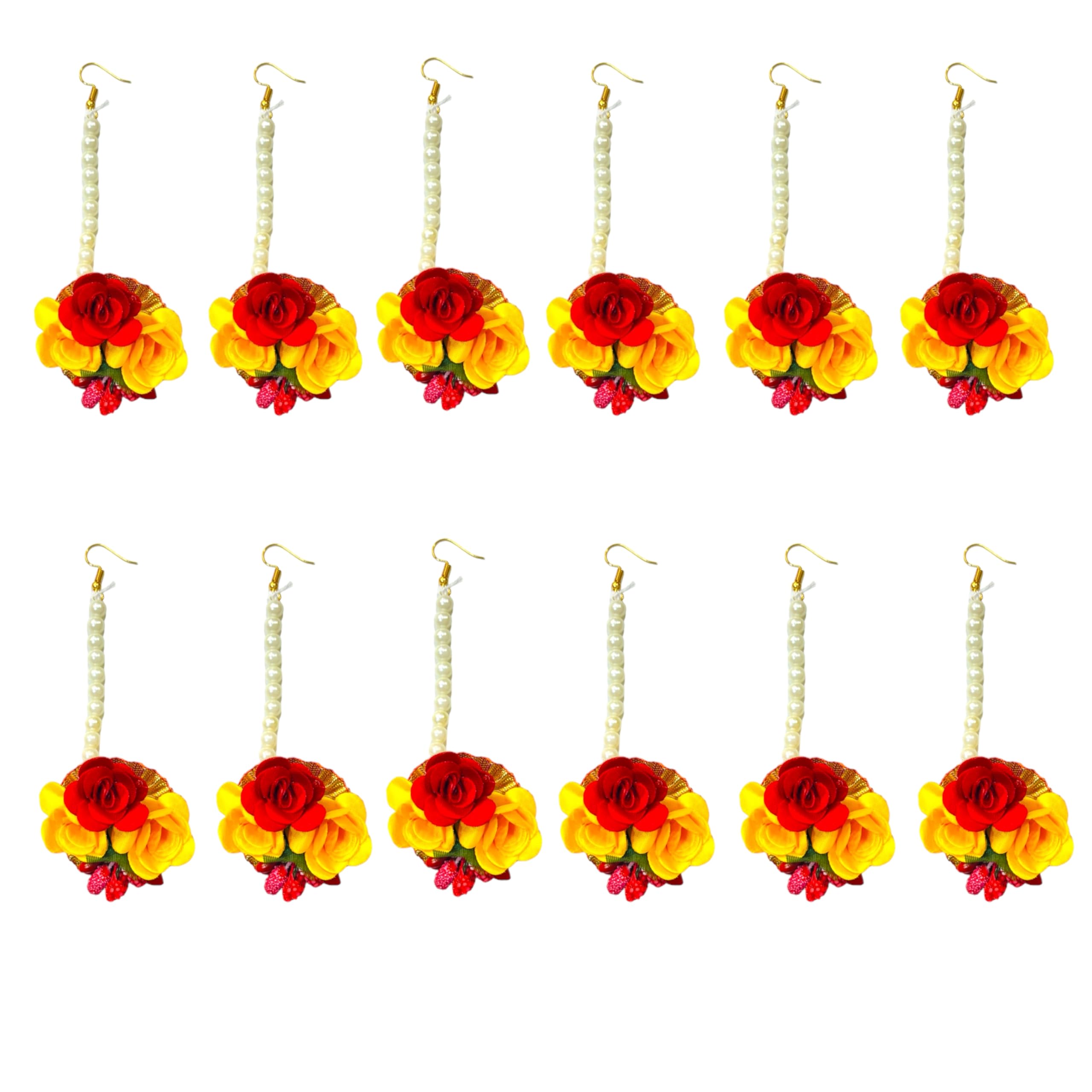 Patwa Traders Flower Maang Tikka Set for Wedding | Baby Shower | Shaadi| Haldi | Mehandi | Party in Yellow Colour for Girls and Women, Floral Jewellery/Jewelry Mangtika combo 12 (Red) (B0CXFBTY3J) Amazon Price History, Amazon Price Tracker