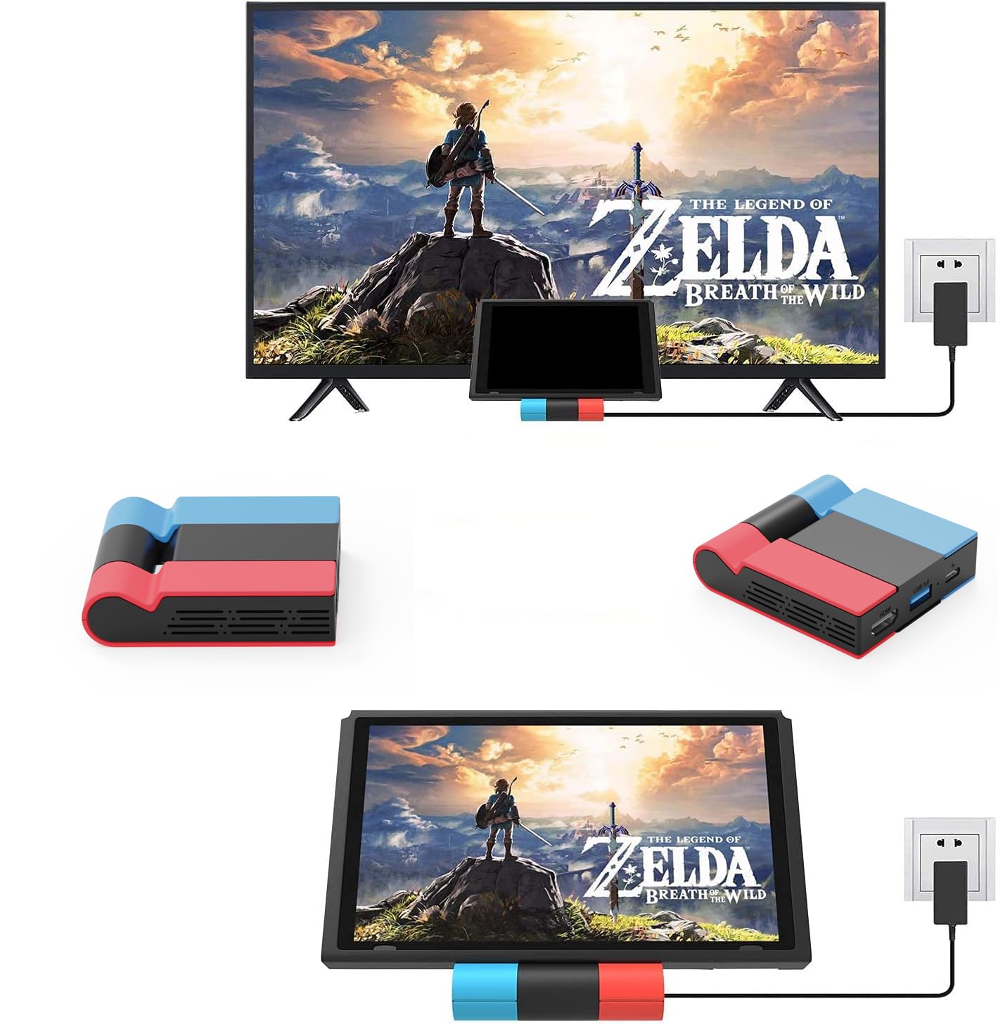 Switch OLED Station d'accueil Portable Chargeur de Remplacement Adaptateur TV HDMI 4K avec Port USB 3.0 supplémentaire Compatible avec Les modèles Officiels N intendo Switch/Switch OLED