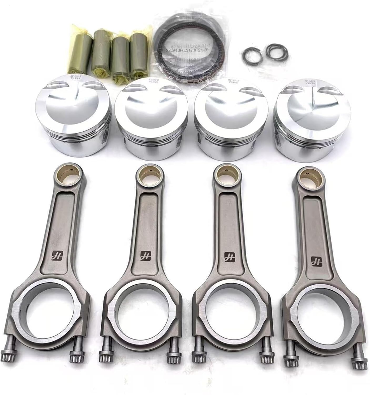 Replacement EA888 Forged Piston IQ-beam Conrods For Audi VW GEN3 23mm Pin Full Kit(82.5 9.5 DUAL COATED)