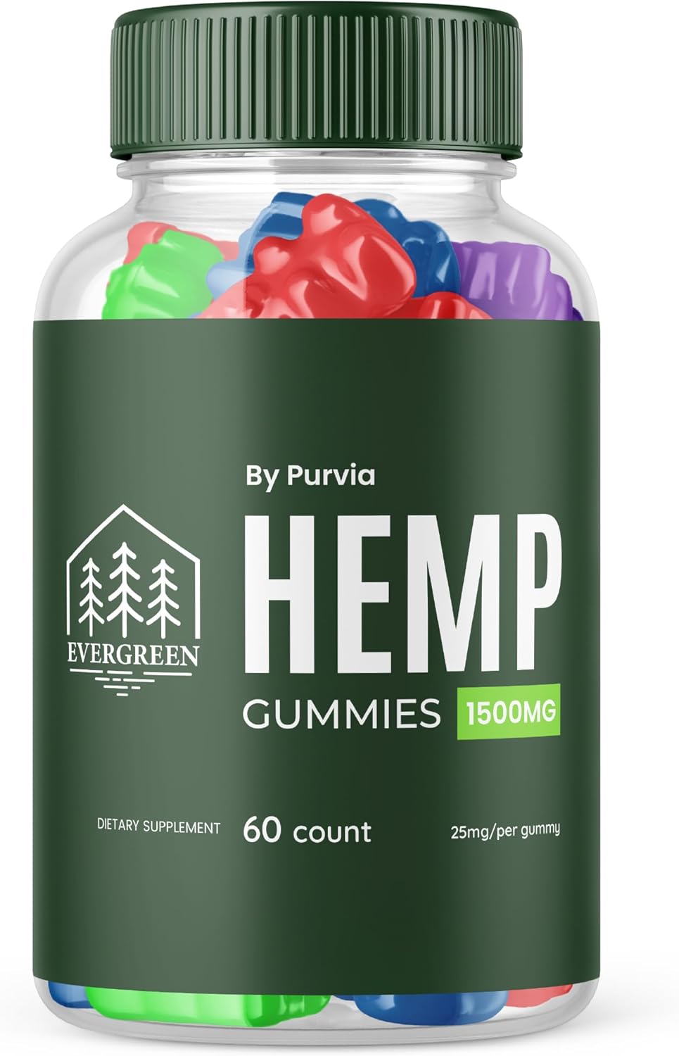 Evergreen Gummies - Evergreen Gummies with Extra Strength Formula, Evergreen Gummies 25mg Per Gummy 1500mg Per Bottle, Evergreen Gummies for Overall Daily Wellness Support, Made in USA (60 Gummies)