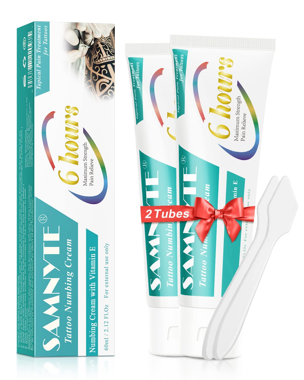 SNTE Numbing Cream Tattoo, (120g) 2 Tubes × 2.12Oz 6-8 Hours Long-Lasting Tattoo Numbing Cream Before Tattoo, Large Capacity Tattoo Numbing Cream for Large Areas Tattoo & Multiple Places Tattoos
