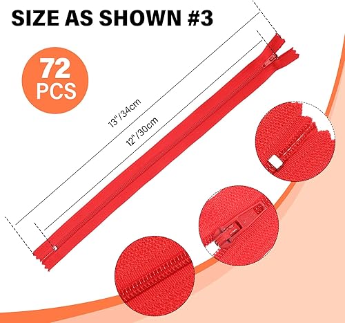 Miniatura 2 de Zeyune 72 cremalleras de nailon a granel de 12 pulgadas, cremalleras de bobina de nailon, cremalleras de costura para bolsas de mano, manualidades