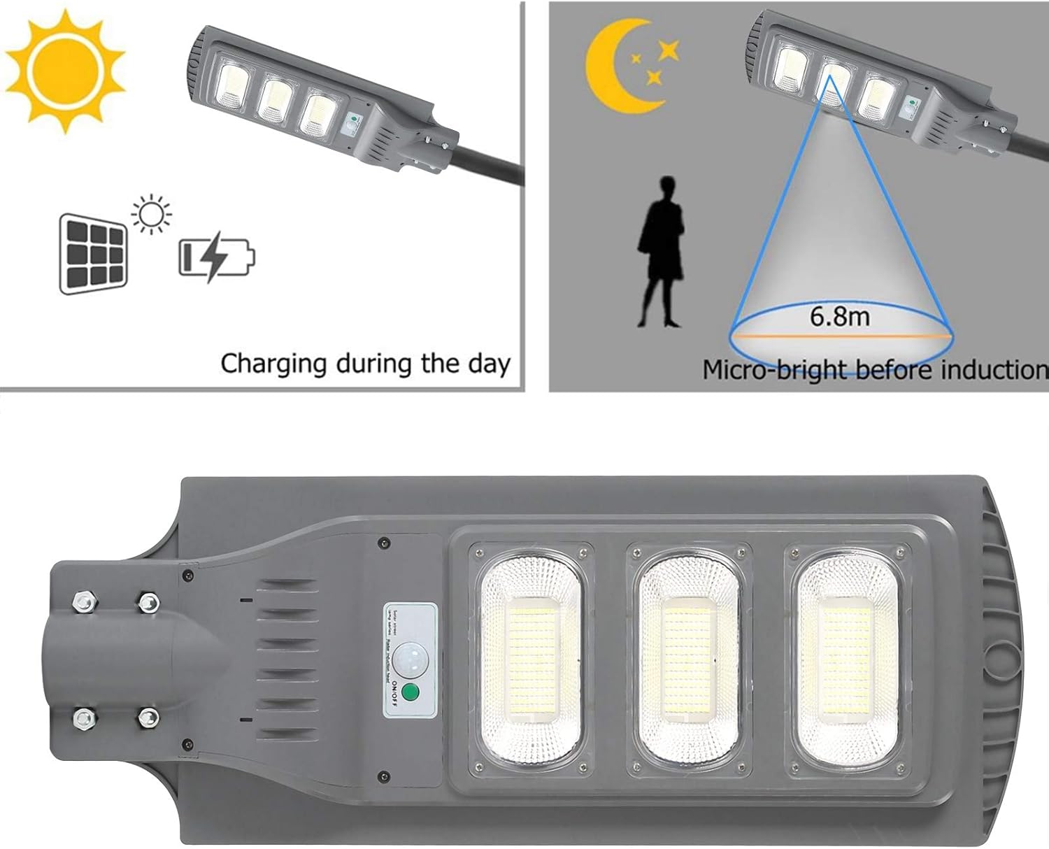 Yosoo Street Light Motion Sensor, 351 LEDs Solar Street Lamp 150W Motion Sensor Lamp for Garden Courtyard Night Lighting