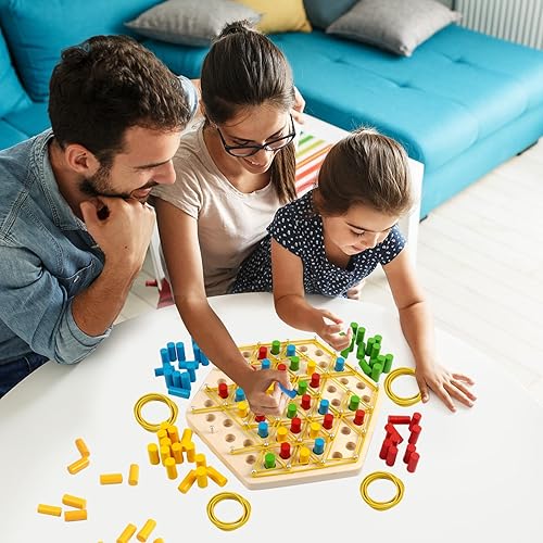 Miniatura 5 de Juego de mesa de ajedrez de triángulo de cadena, 2 jugadores para juegos nocturnos familiares, juegos de estrategia de rompecabezas de escritorio de