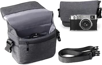 Lacdo Camera Bag Case for Fujifilm X100VI / X100V / X100F/ X100T / X100S Digital Camera, Fujifilm X100VI Carrying Case Small Camera Shoulder Crossbody Bag, Gray