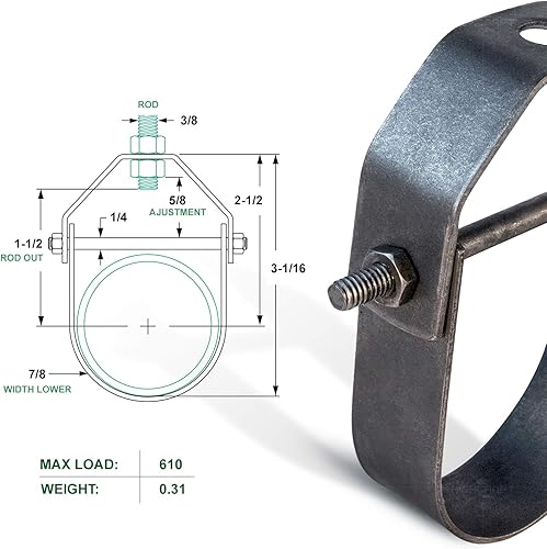 Miniatura 9 de HIGHCRAFT IDT-QM05 Percha de horquilla estándar de acero sin recubrimiento, 5 pulgadas, 5 pulgadas, negro