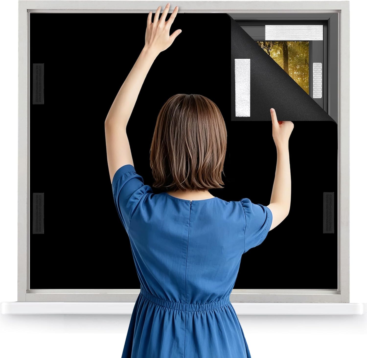 100% Blackout Curtains with Strong Magnets,Magnetic Black Out Window Cover Blackout Shades,Soft Fabric Cuttable No Drilling or Tools, Window Blinds for Bedroom,Nursery,Media Room RV (118 x 57 Inch)