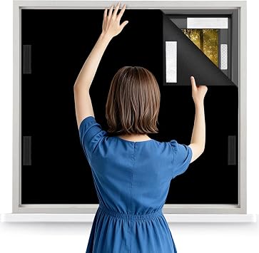 100% Blackout Curtains with Strong Magnets,Magnetic Black Out Window Cover Blackout Shades,Soft Fabric Cuttable No Drilling or Tools, Window Blinds for Bedroom,Nursery,Media Room RV 118 x 57 Inch
