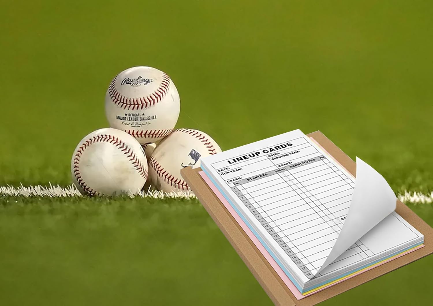 Baseball & Softball Scorebooks 4-Part Carbonless Lineup Card Book (4.5x8 in) | 18 Player Roster, 100 Sheets | Staple-Reinforced Binding & Perforated Tear-Off Sheets