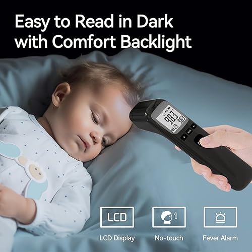 Miniatura 4 de Termómetro de frente sin contacto para adultos y niños, alarma de fiebre con termómetro digital, resultados instantáneos 1s