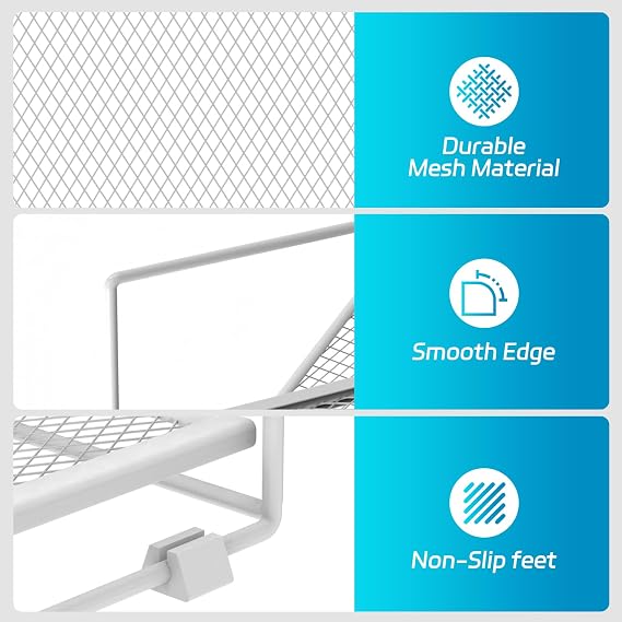 SUPEASY Desk Organiser with File Holder, 5-Tier Paper Letter Tray Organiser with Pen Holders, Large Desktop Storage for Office Supplies(white)