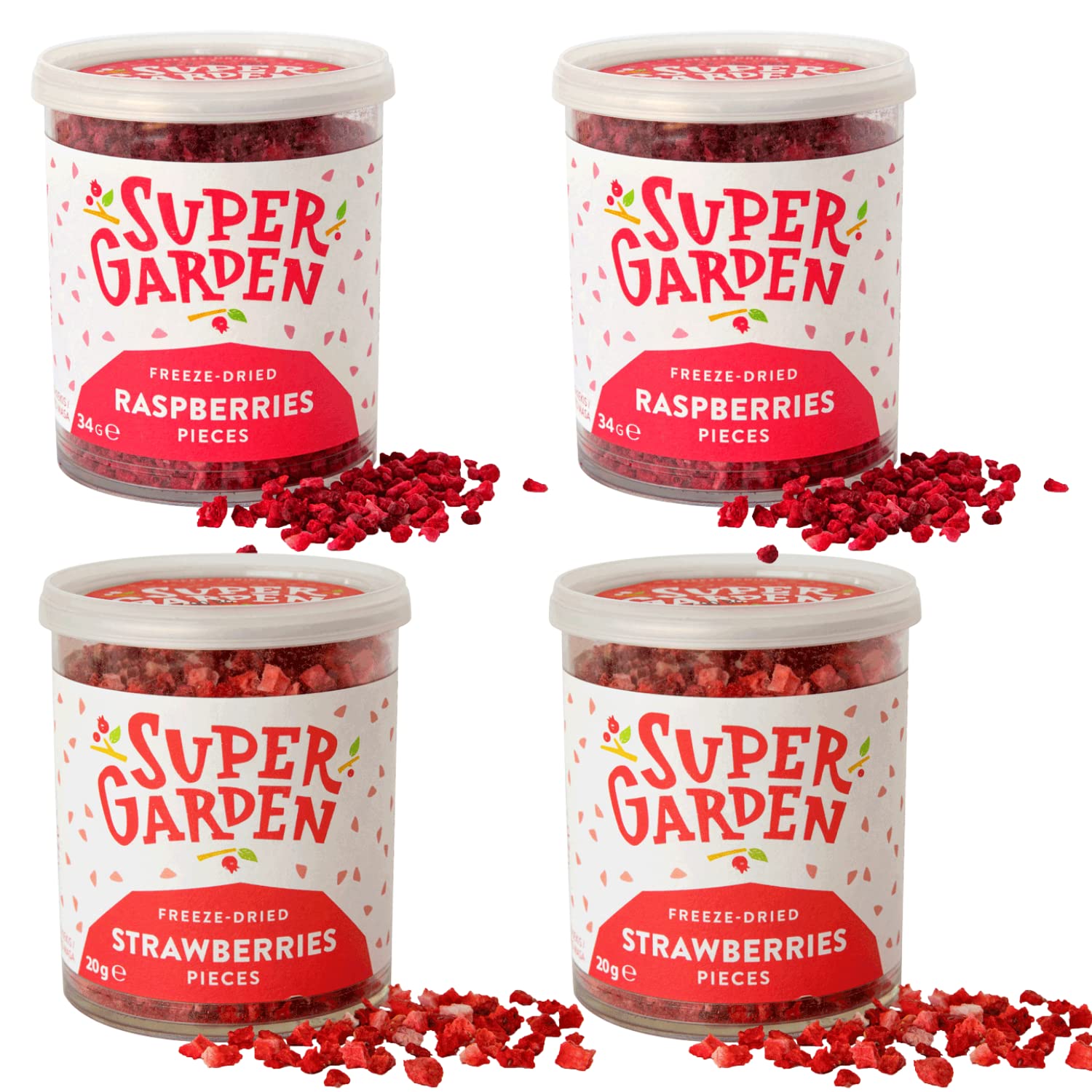 Amazon.com: Super Garden Freeze Dried Raspberries & Strawberries 4 Pack ...